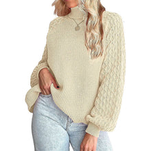 Load image into Gallery viewer, Trendy Chunky Warm Turtleneck Cable Knit Lantern Sleeve Pullover Sweater
