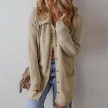 Load image into Gallery viewer, Simple Collared Button Up Long Cardigan with Pocket
