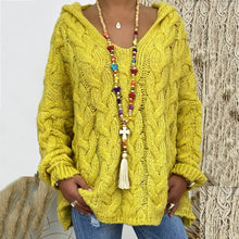 Load image into Gallery viewer, Baggy Casual Knitwear Tops Hooded Jumper Long Sleeve V Neck Loose Sweater
