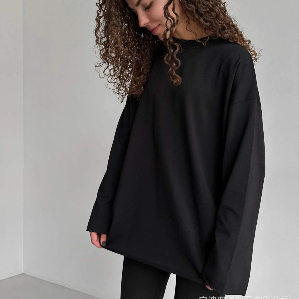 Casual Loose Cotton Long Sleeve T- Shirt