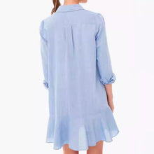 Load image into Gallery viewer, Simple Collar Buttons Down Ruffled Mini Dress
