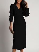 Load image into Gallery viewer, Stylish Long Sleeves V-Neck Wrap Midi Dress
