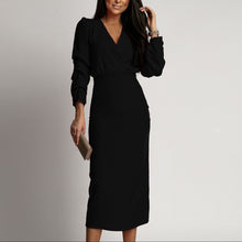 Load image into Gallery viewer, Stylish Long Sleeves V-Neck Wrap Midi Dress
