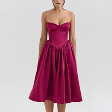 Load image into Gallery viewer, Elegant Strapless Sexy Sweetheart Neckline A-Line Fitted Waist Midi Dress
