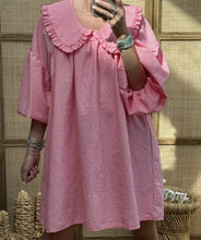 Load image into Gallery viewer, Plaid Print Puff Sleeve Doll Collar Babydoll Dress
