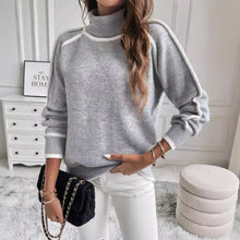 Load image into Gallery viewer, Gray and White Contrast Hem Knit Sweater

