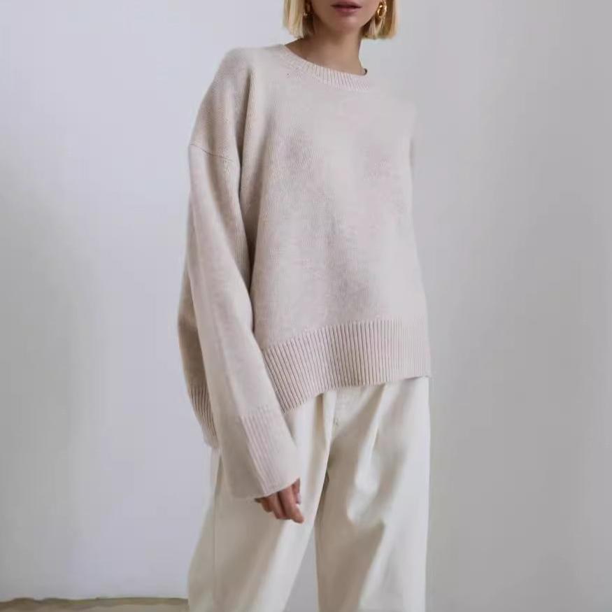 Crew Neck Ribbed Knit Oversized Pullover Sweater
