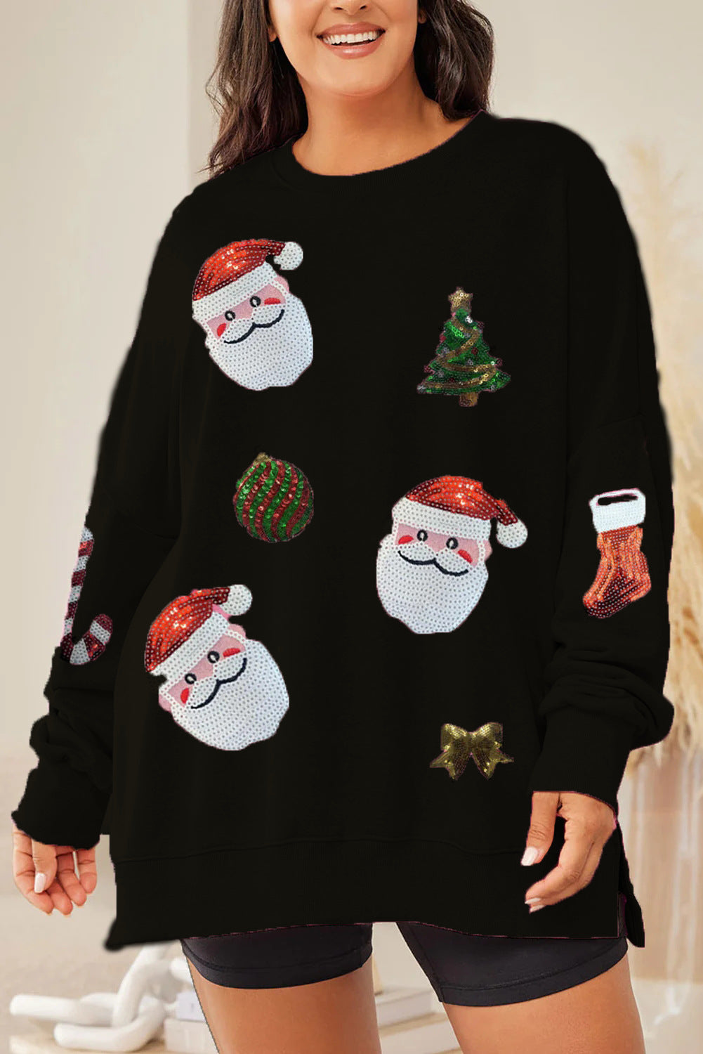 Christmas Sequined Loose Casual Long-sleeved Sweatshirt