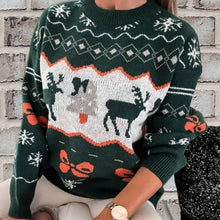 Load image into Gallery viewer, Long Sleeved Round Neck Snowflake Printed Ugly Christmas Sweater

