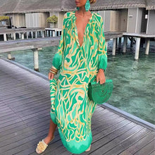 Load image into Gallery viewer, Loose Tropical Print Long Sleeves Maxi Dress

