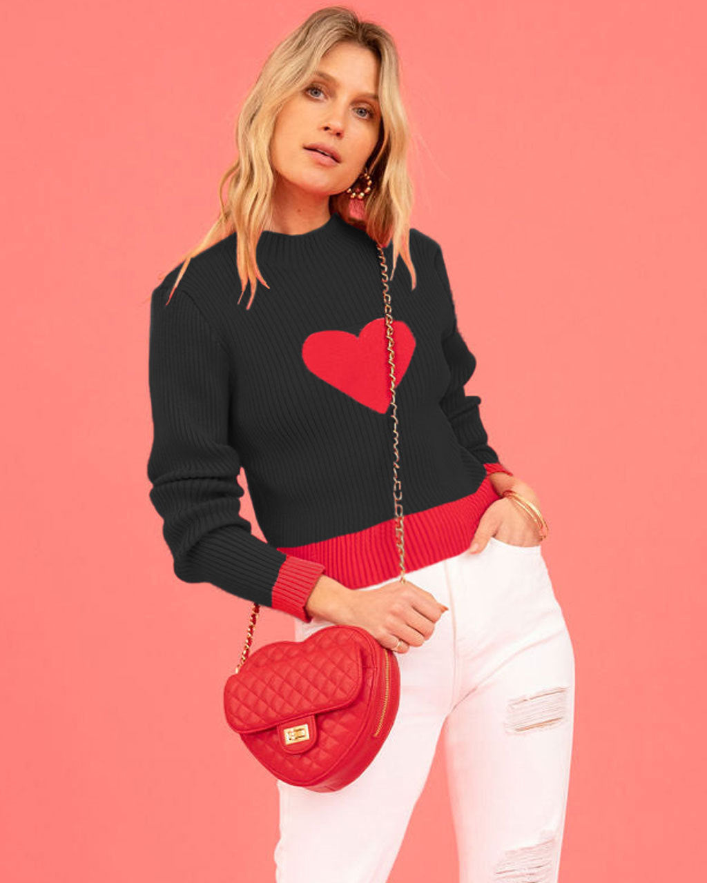 Women’s Valentine Love Turtleneck Pullover Sweater