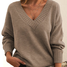 Load image into Gallery viewer, Long Sleeve V Neck Loose Sweaters Knit Pullover

