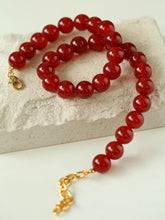 Load image into Gallery viewer, Vintage 18k Gold Plated Big Red Beaded Choker Necklace
