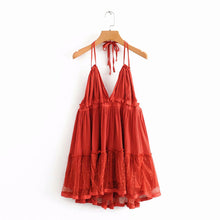 Load image into Gallery viewer, Straps Tiered Backless Mini Sun Dress
