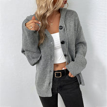 Load image into Gallery viewer, Plain Long Sleeves Drawstring Hoodied Knitted Cardigan
