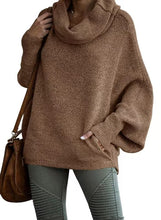 Load image into Gallery viewer, Long Sleeves Cowl Neck Pullover Sweater with Pockets

