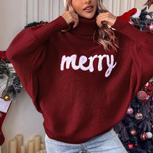 Load image into Gallery viewer, Merry Christmas Turtleneck Long Sleeve Sweater
