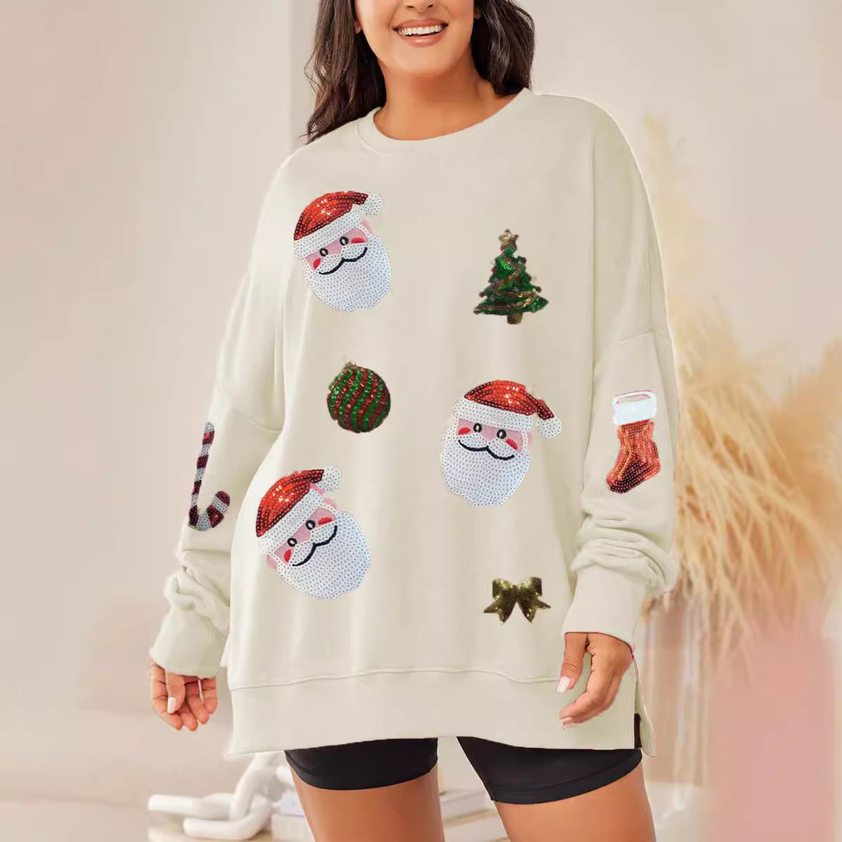 Christmas Sequined Loose Casual Long-sleeved Sweatshirt
