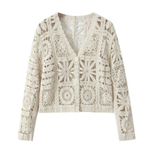 Load image into Gallery viewer, Beige Hollow Crochet Knitted Coverup Top
