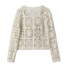 Load image into Gallery viewer, Beige Hollow Crochet Knitted Coverup Top
