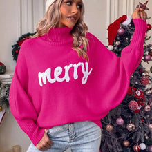 Load image into Gallery viewer, Merry Christmas Turtleneck Long Sleeve Sweater

