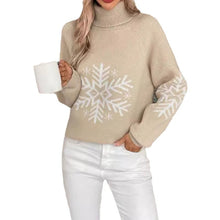 Load image into Gallery viewer, Snowflake Jacquard Turtleneck Christmas Sweater
