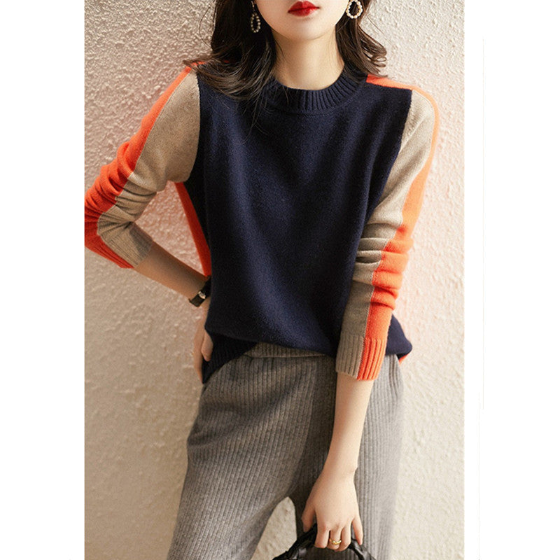 Color Block Long Sleeves Pullover Sweater