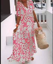 Load image into Gallery viewer, Loose Floral Print Short Sleeves Maxi Dress
