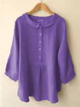 Load image into Gallery viewer, Simple Buttons Collared Long Sleeves Blouse
