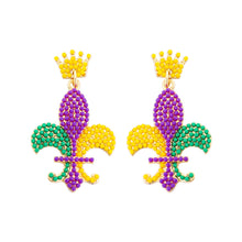 Load image into Gallery viewer, Mardi Gras Beaded Earrings
