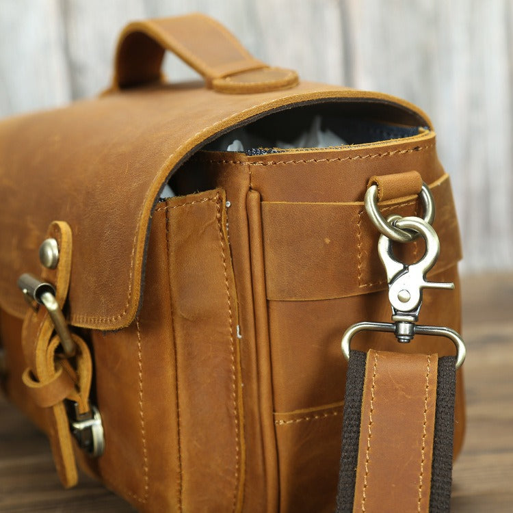 Crossbody Vintage Camera Leather Messenger Bag