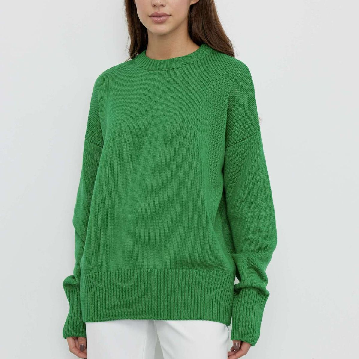 Crew Neck Ribbed Knit Pullover Sweater
