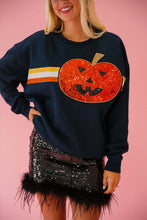 Load image into Gallery viewer, Halloween Ghost Time Black Pullover Sequined Sweatshirt
