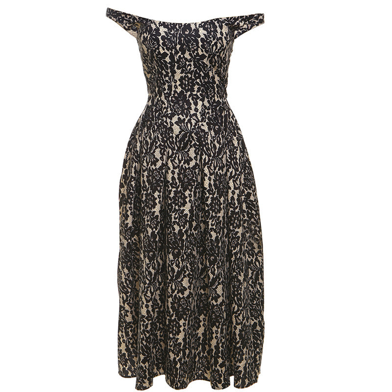 Black Floral Print Straps Midi Dress