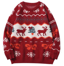 Load image into Gallery viewer, Long Sleeved Round Neck Snowflake Printed Ugly Christmas Sweater
