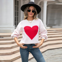 Load image into Gallery viewer, Heart Graphic Round Neck Sweater
