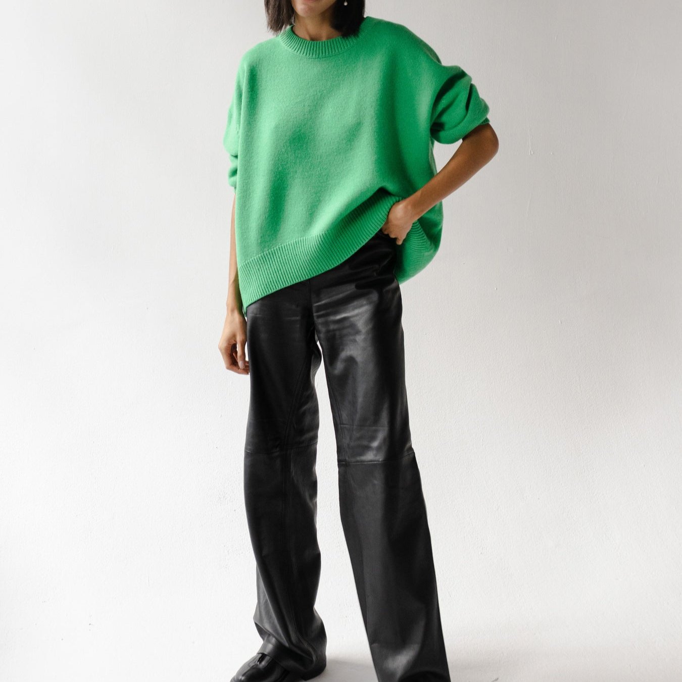 Crew Neck Ribbed Knit Oversized Pullover Sweater