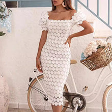 Load image into Gallery viewer, Sweet Elegant Sqaure Neck Short Sleeves Bodycon Midi Dress
