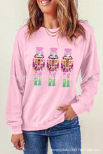 Load image into Gallery viewer, Pink Christmas Nutcracker Sequin Sleeve Sweatshirt
