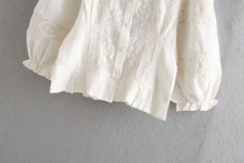 Load image into Gallery viewer, Princess Long Sleeves Embroidery Hollow Out Linen Shirt
