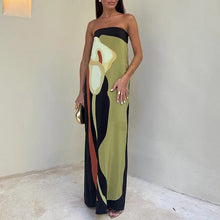 Load image into Gallery viewer, ColorBlock Strapless Floral Maxi Dress
