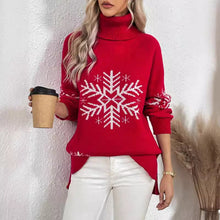 Load image into Gallery viewer, Snowflake Jacquard Turtleneck Christmas Sweater
