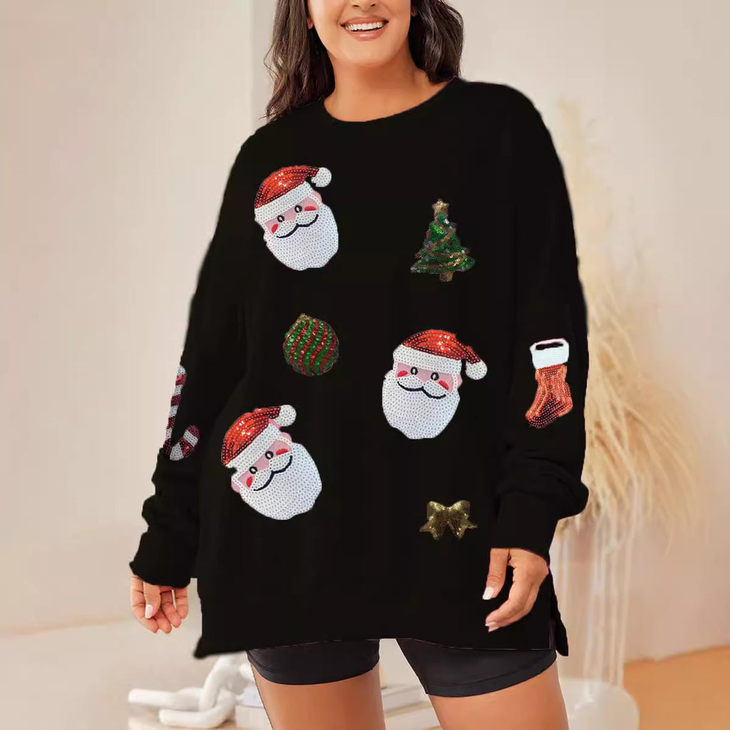 Christmas Sequined Loose Casual Long-sleeved Sweatshirt