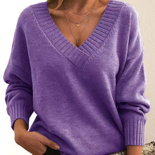 Load image into Gallery viewer, Long Sleeve V Neck Loose Sweaters Knit Pullover

