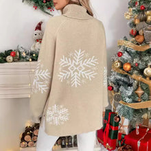 Load image into Gallery viewer, Snowflake Jacquard Turtleneck Christmas Sweater
