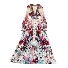 Load image into Gallery viewer, Elegant Chiffon Mesh Long Sleeve Floral Maxi Dress
