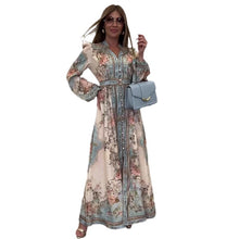 Load image into Gallery viewer, Vintage long Sleeves Buttons Down Print Maxi Dress
