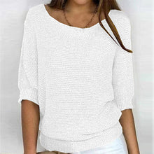 Load image into Gallery viewer, Round Neck Three-Quarter Sleeve Knitted Sweater
