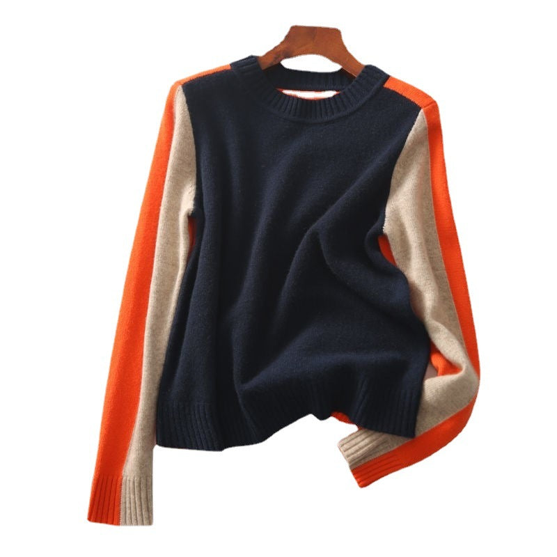 Color Block Long Sleeves Pullover Sweater