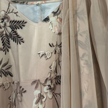 Load image into Gallery viewer, Pink Floral Emboridery Midi Dress with Chiffon Outwear Two-Piece Dress
